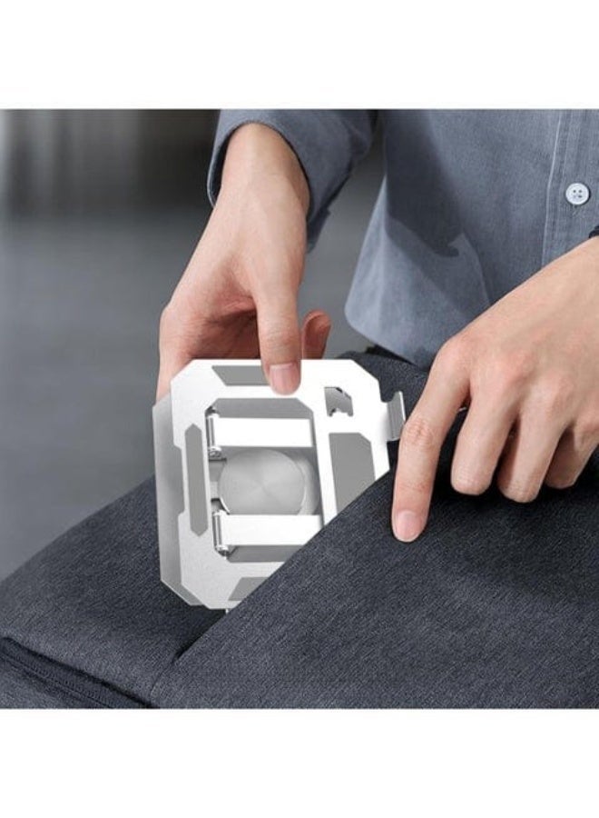 This foldable metal stand, made entirely of high-quality metal, offers robust stability and 360-degree rotation. Suitable for tablets from 4 to 16 inches, it's ideal for office use, studying, watching videos, and online meetings. - Image 3